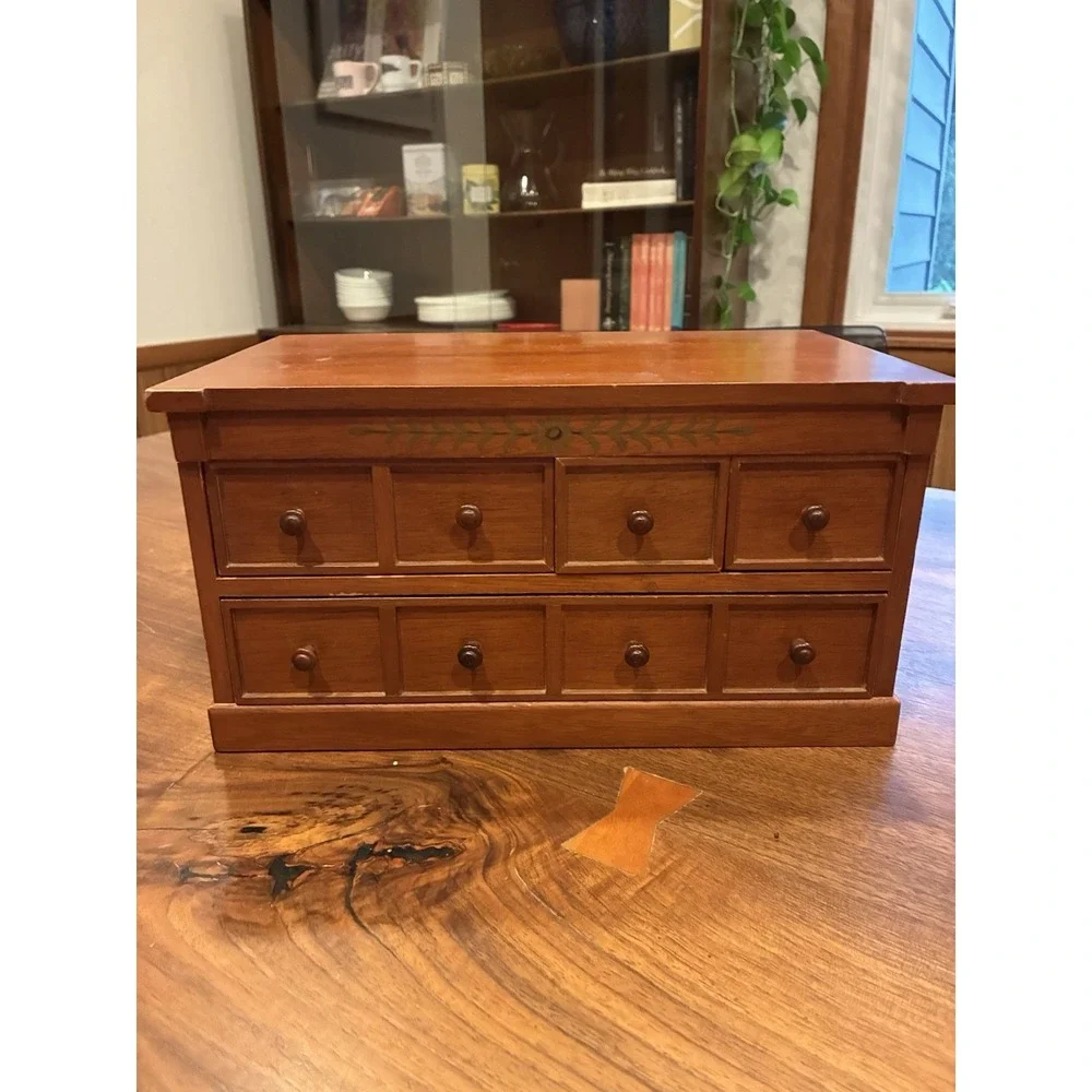 MID CENTURY MODERN WOOD JEWELRY BOX DRESSER MADE IN JAPAN
